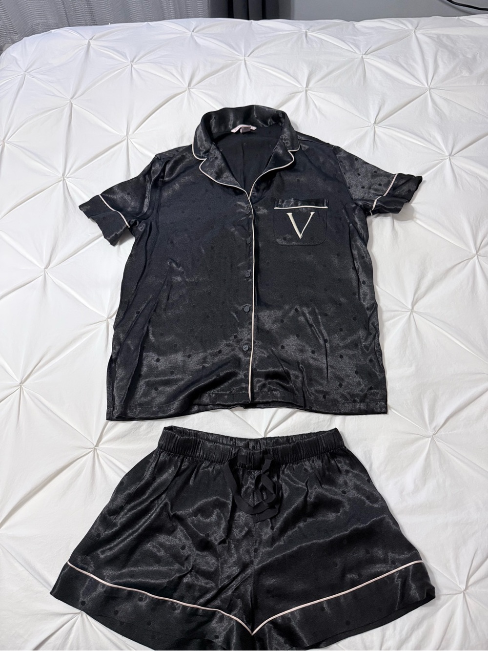 Victoria's Secret Black Satin Pajama Shorts with Elastic Waist